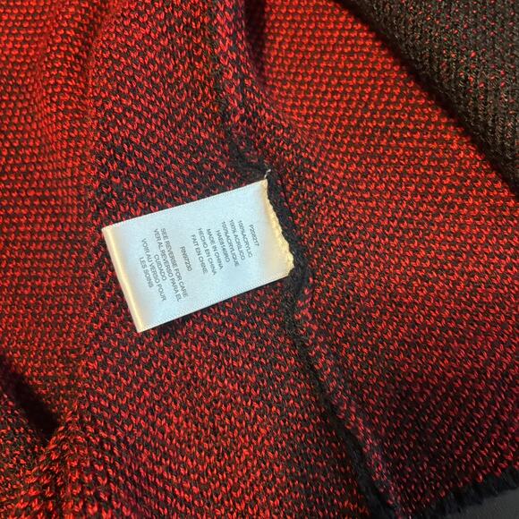 Absolutely Famous Red Black Buffalo Plaid Hooded Open Cardigan Sweater L - Picture 5 of 7